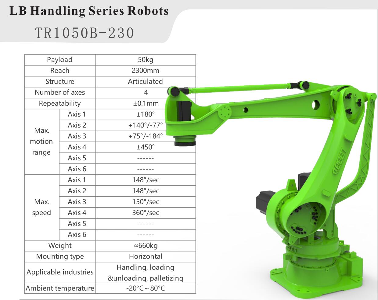 Payload 50kg 4 Axis Robot